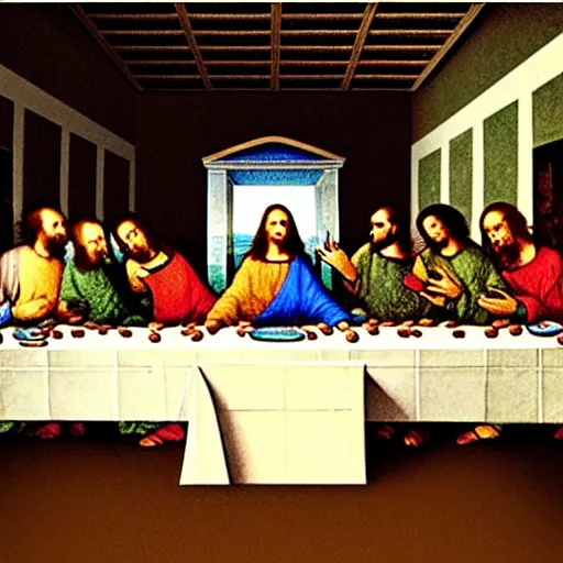 Image similar to “The Last Supper” by Da Vinci in the style of a data visualisation