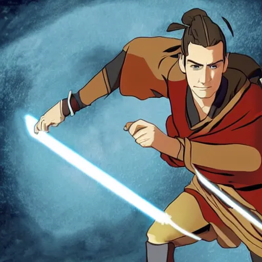 Prompt: Hayden Christensen in Avatar: the last airbender, designed by Bryan Konietzko