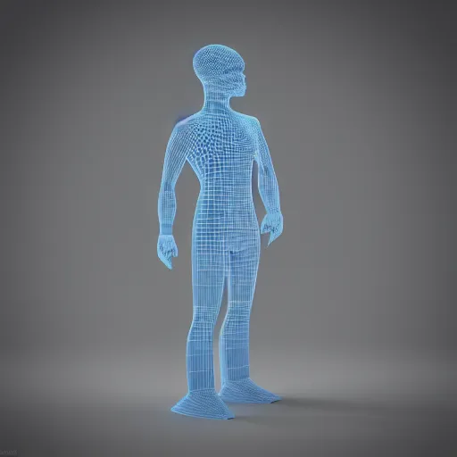Image similar to cube human made of ice, 3 d render