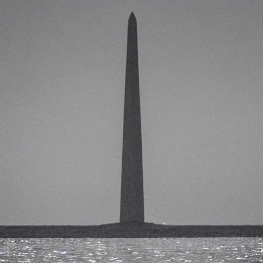 Image similar to a large obelisk floating underwater. grainy.