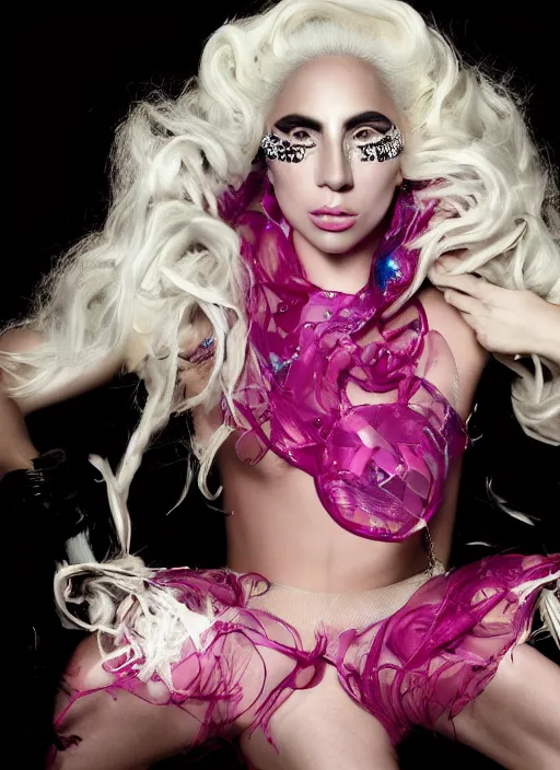 Image similar to lady gaga photoshoot by david lachapelle set in an expensive mansion, studio lighting Highly realistic. High resolution. Highly detailed. Dramatic. 8k.4k.