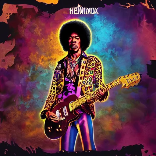 Prompt: jimi hendrix, album cover style, hyper detailed, 3 d, octane render