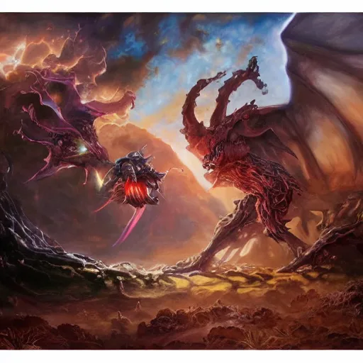 Prompt: detailed wide shot of pokemon battle elden ring doom eternal intricate, hyper detailed, realistic, oil painting, by julie bell, frank frazetta, cinematic lighting