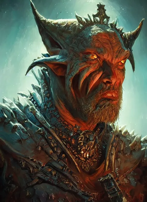 Prompt: wretched king, corrupted, ultra detailed fantasy, dndbeyond, bright, colourful, realistic, dnd character portrait, full body, pathfinder, pinterest, art by ralph horsley, dnd, rpg, lotr game design fanart by concept art, behance hd, artstation, deviantart, hdr render in unreal engine 5