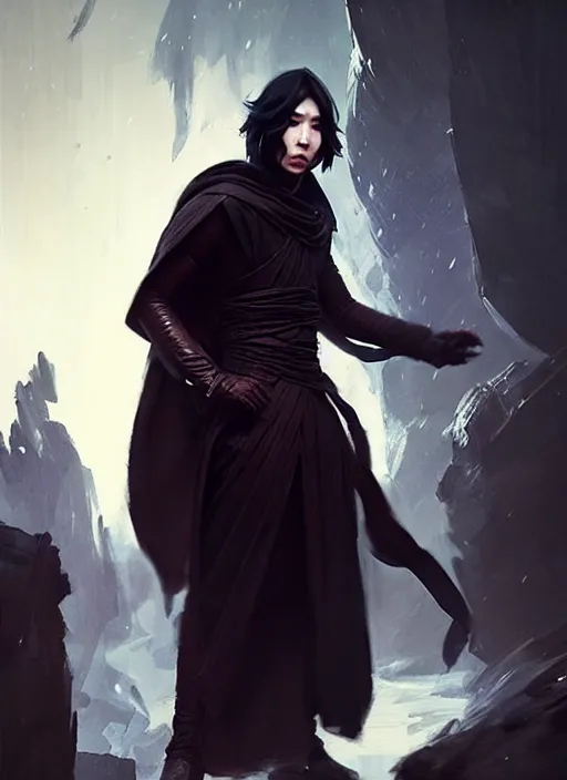 Image similar to male cosplayer wearing costume that is a mix of wei wuxian from the untamed and kylo ren. art by greg rutkowski, art by pascal blanche. crisp quality. digital photography. trending in deviantart.