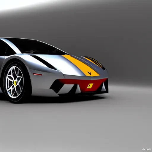 Image similar to a super sports car made between lamborghini and ferrari. super sports car. 3 d render.