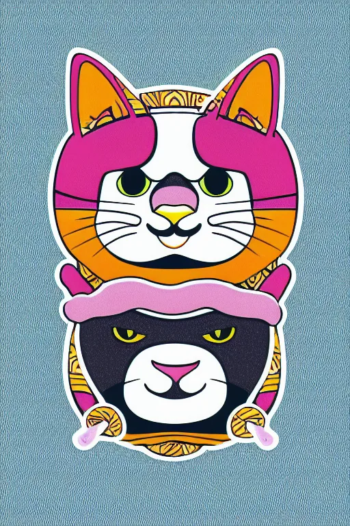 Image similar to Portrait of a cat as a sumo wrestler, sticker, colorful, illustration, highly detailed, simple, smooth and clean vector curves, no jagged lines, vector art, smooth