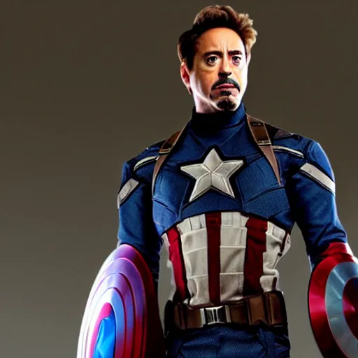 Image similar to robert downey jr. as captain america