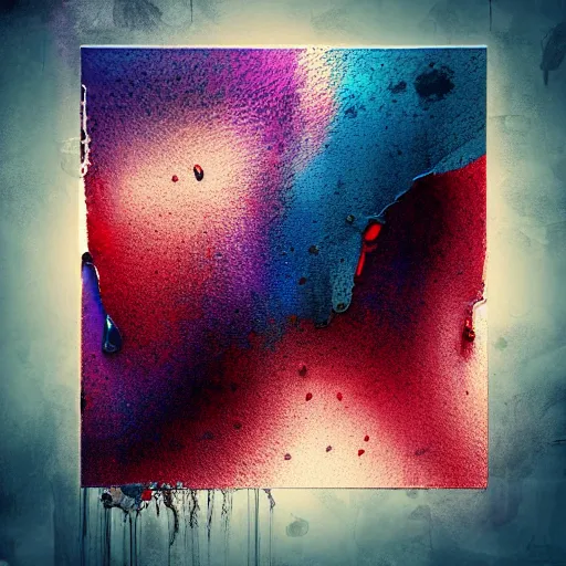 Image similar to the brittle. digital painting, vertical, intricate, beautiful, detailed, grunge, illustration, abstract art trending on artstation. blue, dark red, violet color scheme, darker bottom gradient