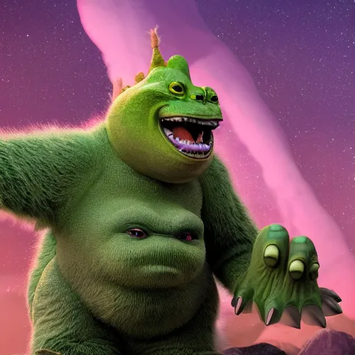 Image similar to elon musk godzilla yoda donkey kong pikachu yeti shrek spongebob homer groot rick sanchez elsa, highly detailed, extremely high quality, hd, 4 k, 8 k, professional photographer, 4 0 mp, lifelike, top - rated, award winning, cinematic, realistic, detailed lighting, detailed shadows, sharp, no blur, edited, corrected, trending