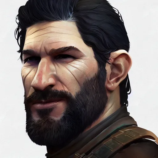 Prompt: Portrait of Jon Bernthal as a wild warrior, lord of the rings, mattepainting concept Blizzard pixar maya engine on stylized background splash comics global illumination lighting artstation lois van baarle, ilya kuvshinov, rossdraws