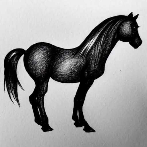 Prompt: fancy looking pony, drawn with a black 0. 3 mm fineliner on a white paper