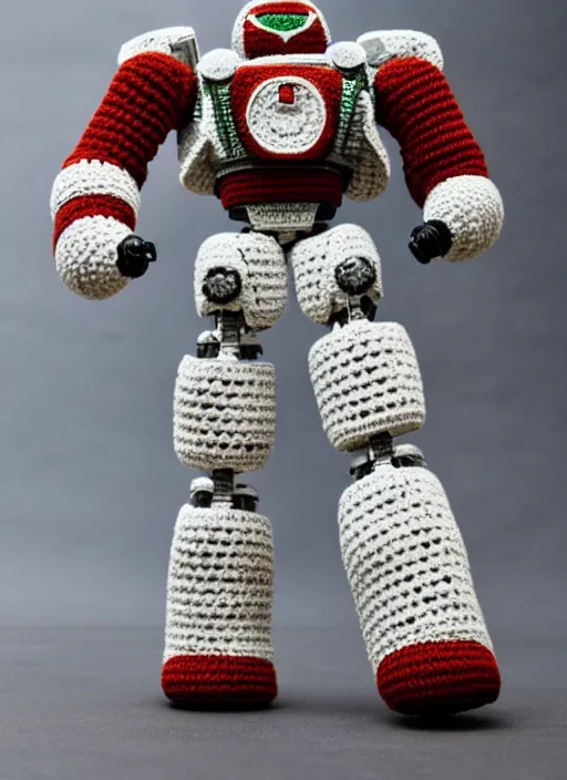 Image similar to a crochet mecha, very detailed, Sigma 30 mm f/1.4