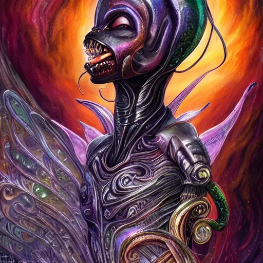 Image similar to a shiny black alien xenomorph fairy princess by senior concept artist josephine wall, high resolution, trending on artstation