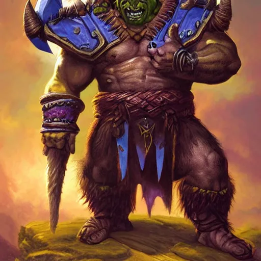 Prompt: An Warcraft Orc, artwork by Alex Horley