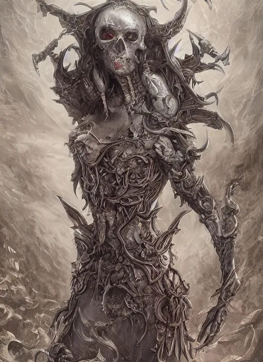 Image similar to fineart illustration of the necromancer, hyper detailed, fantasy surrealism, crisp