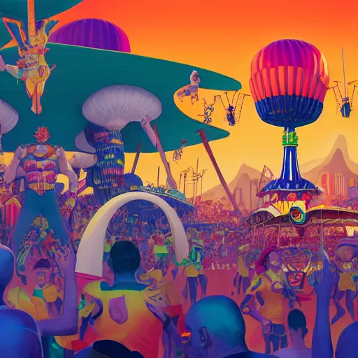 Image similar to carnival in rio de janiero by paolo eleuteri serpieri and tomer hanuka and chesley bonestell and daniel merriam and tomokazu matsuyama, unreal engine, high resolution render, featured on artstation, octane, 8 k, highly intricate details, vivid colors, vector illustration