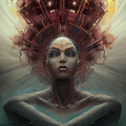 Prompt: paralyzed possessed by the deceased, the all seeing eye in the forehead of reality, a fire of a million guns, the mother of a millions sounds, god emperor of civilization illustration trending on artstation, anime. by peter mohrbacher and artgerm and greg rutkowski and ilya kuvshinov. high quality, stunning, intricate detailed landscape. 8 k