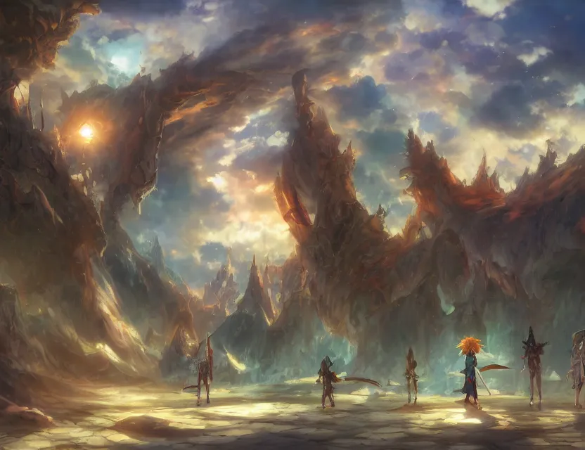 Image similar to anime scenery, wide angle, anime in fantasy style, trending artwork, painted in anime painter studio, by anato finstark, tony sart, marc simonetti and an anime artist, collaboration