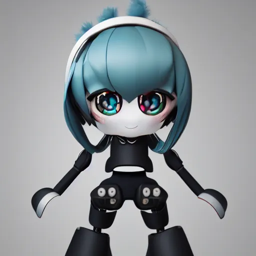 Image similar to cute fumo plush of a cyborg girl enhanced with the latest cutting edge augmentations, cyborg, lens flare, vray