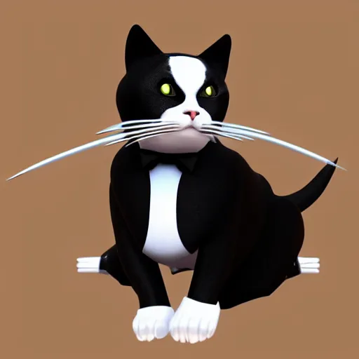 Image similar to tuxedo cat as a devil, photorealistic, 8k