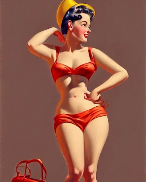 Image similar to a 1 9 5 0 s pin up by art frahm, realistic, detailed, artstation