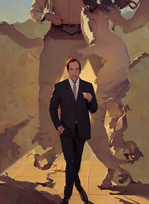 Image similar to portrait of saul goodman, portrait of saul goodman, portrait of saul goodman, lawyer clothing, painting by sargent and leyendecker, asymmetrical, intricate, elegant, matte painting, illustration,, by rhads, by greg rutkowski, by greg tocchini, by james gilleard, by joe fenton