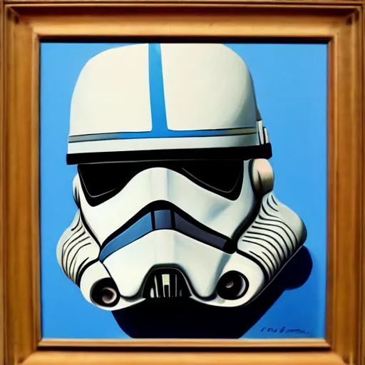 Image similar to a painting of a clone trooper, in the style of salvador dali and raffael