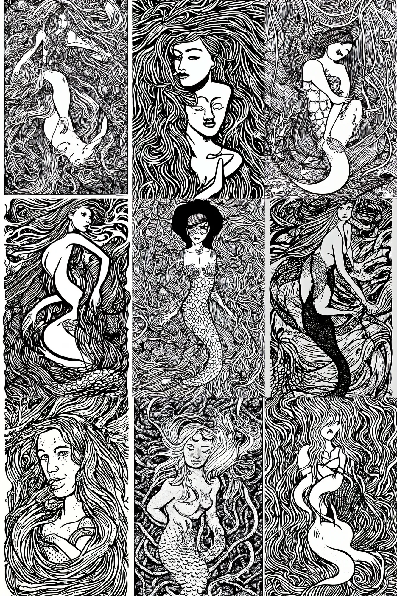 Prompt: portrait of a mermaid in kelp by MCBESS