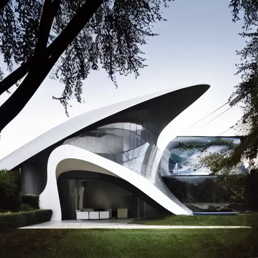 Image similar to house designed by zaha hadid