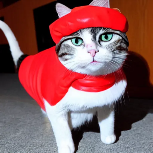 Image similar to cat in sushi costume