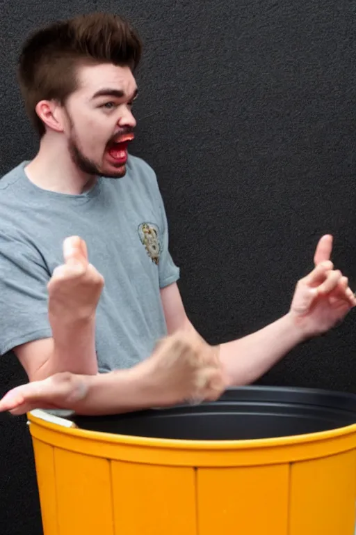 Image similar to jacksepticeye yelling at a bucket