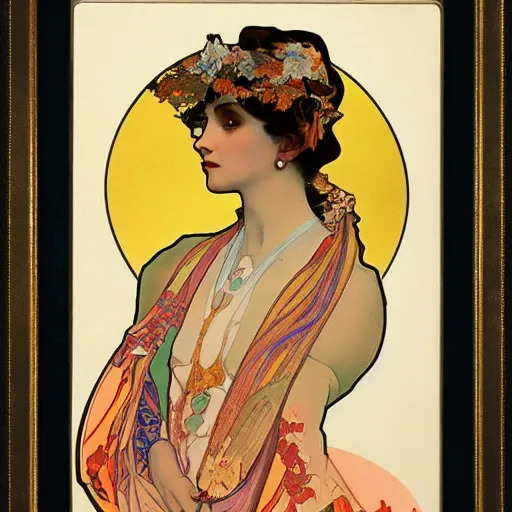 Prompt: empress, painted by alphonse mucha