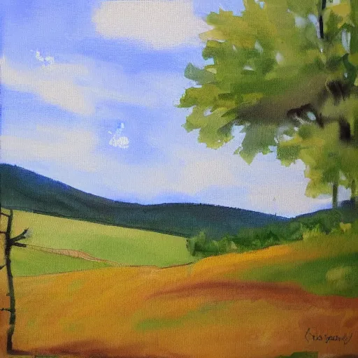 Image similar to amateur landscape painting of the czech countryside