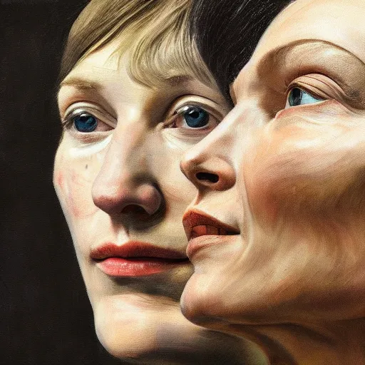 Image similar to high quality high detail painting by lucian freud, hd, cate blanchette thinking deeply, photorealistic lighting