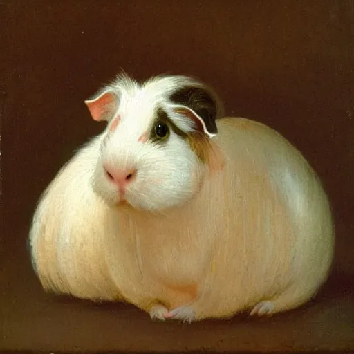 Image similar to a guinea pig dressed as chopin, 1 9 th century oil painting