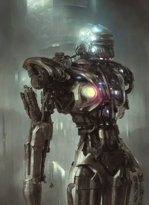 Image similar to cyborg, borg, android, strogg, droid from an anime movie, concept art by ruan jia