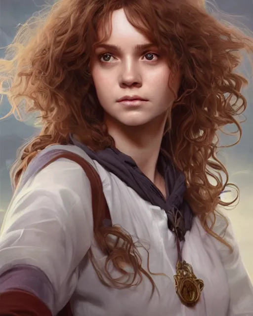 Image similar to ultra realistic illustration, hermione granger from the chamber of secrets, intricate, elegant, highly detailed, digital painting, artstation, concept art, smooth, sharp focus, illustration, art by artgerm and greg rutkowski and alphonse mucha