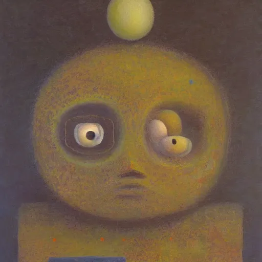 Image similar to an impasto melancholy painting by shaun tan of an abstract forgotten sculpture by the caretaker and ivan seal