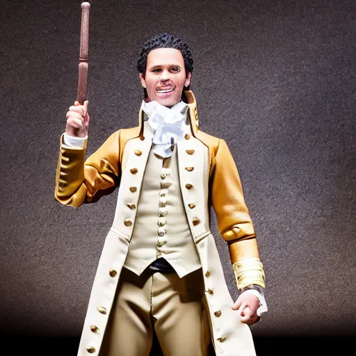 Prompt: action figure from the broadway musical hamilton, studio lighting, highly detailed, product photography