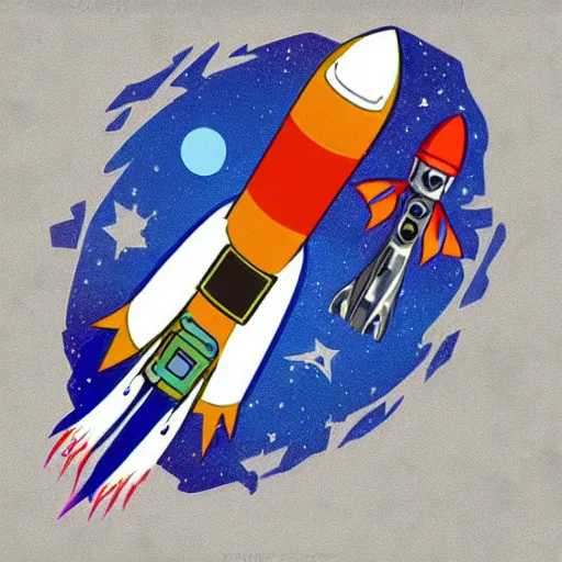 Image similar to An astronaut in space riding on a rocket, in the style of ivan rabuzin