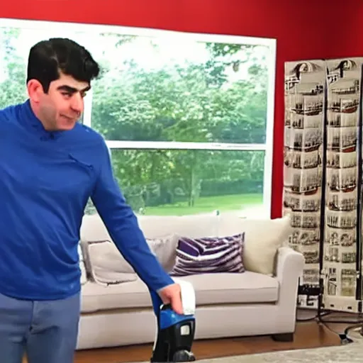 Prompt: tony khan doing a vacuum infomercial, high quality, vivid