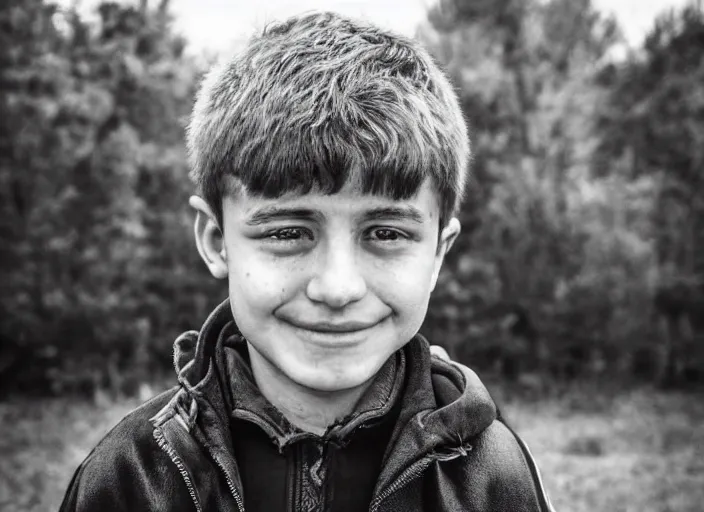 Prompt: professional fine detailed photo portrait of young vladimir zelenskiy from makhachkala, dagestan. kid vladimir zelenskiy in the postsoviet suburbia, iphone photo, instagram, black and white