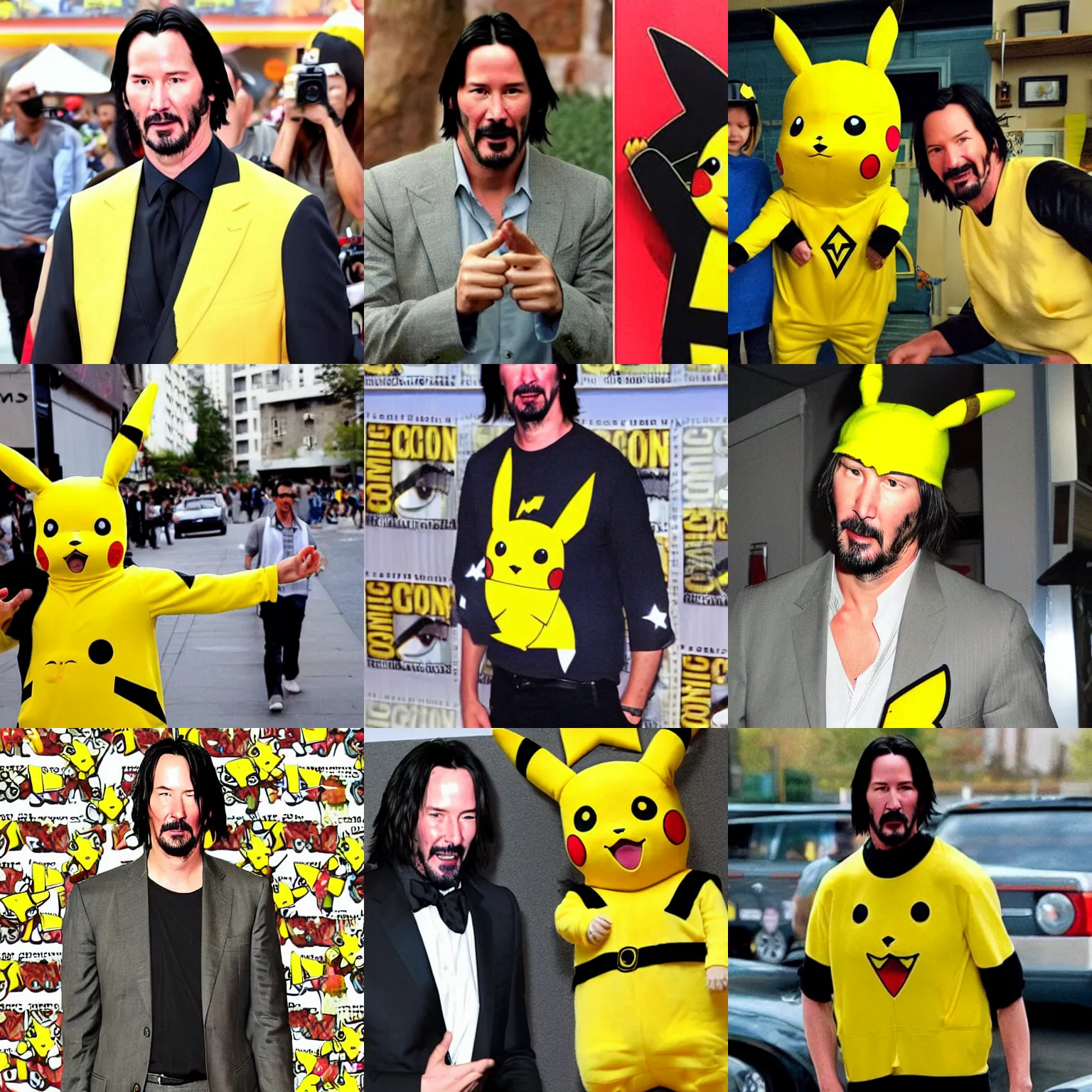 Prompt: keanu reeves wearing a pikachu outfit, hyper detailed, intrinsic