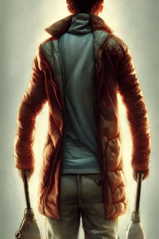 Image similar to character art by bastien lecouffe - deharme, marty mcfly from back to the future 2 ( 1 9 8 5 ), absolute chad