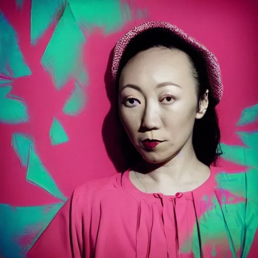 Image similar to “beautiful portrait of Yukimi Nagano (little dragon), synthwave style”