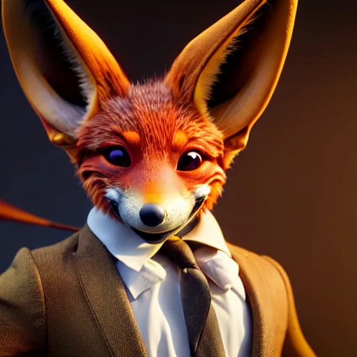 Prompt: weta disney pixar movie still macro close photo of smiling anthropomorphic vulpes vulpes fulva wearing a suit : : by weta, greg rutkowski, wlop, ilya kuvshinov, rossdraws, artgerm, octane render, iridescent, bright morning, anime, liosh, mucha : :