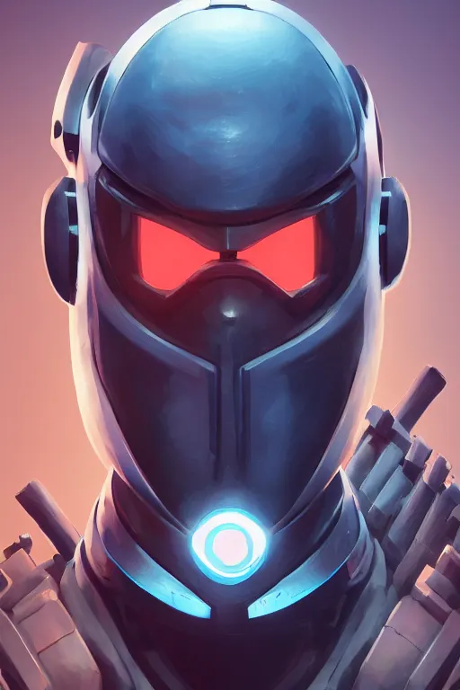 Image similar to epic mask helmet robot ninja portrait stylized as fornite style game design fanart by concept artist gervasio canda, behance hd by jesper ejsing, by rhads, makoto shinkai and lois van baarle, ilya kuvshinov, rossdraws global illumination radiating a glowing aura global illumination ray tracing hdr render in unreal engine 5