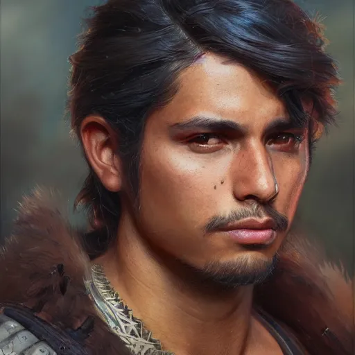 Image similar to the young chicano dude as a realistic fantasy d & d character, closeup portrait art by donato giancola and greg rutkowski, realistic face, digital art, trending on artstation