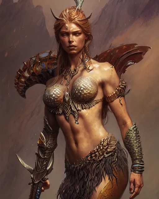 Prompt: a fierce mermaid warrior, fantasy character portrait, ultra realistic, concept art, intricate details, highly detailed by greg rutkowski, gaston bussiere, craig mullins, simon bisley